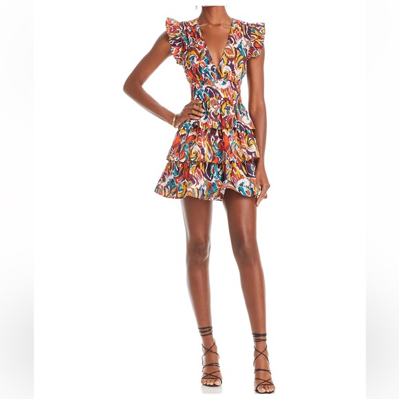 AQUA V Neck Ruffled Mini Dress - Exclusive - Picture 2 of 7